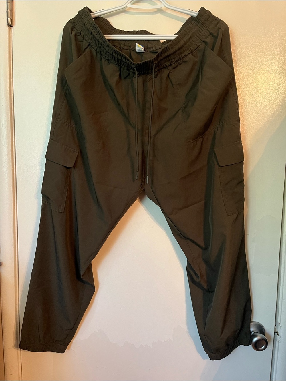 Women's Olive Cargo Jogger Trousers with Drawstring Waist
